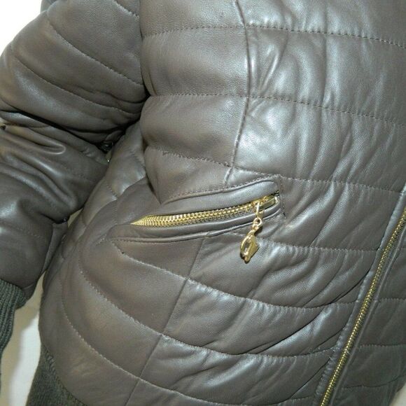 BABY PHAT Jacket Leather Brown Puffer Y2K 90's Vintage Embroidery Cat Logo XXL - Picture 6 of 12